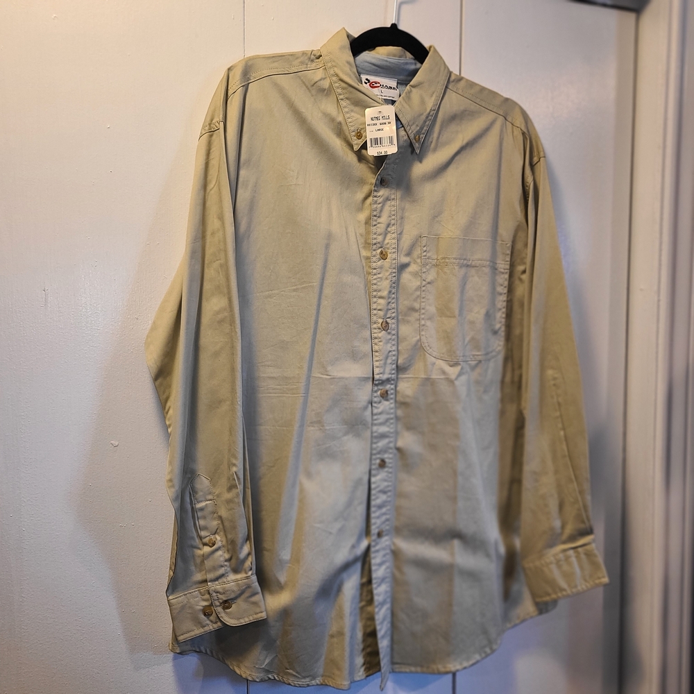 Chase Authentics Men's Light Tan Button-Down Shirt Size L